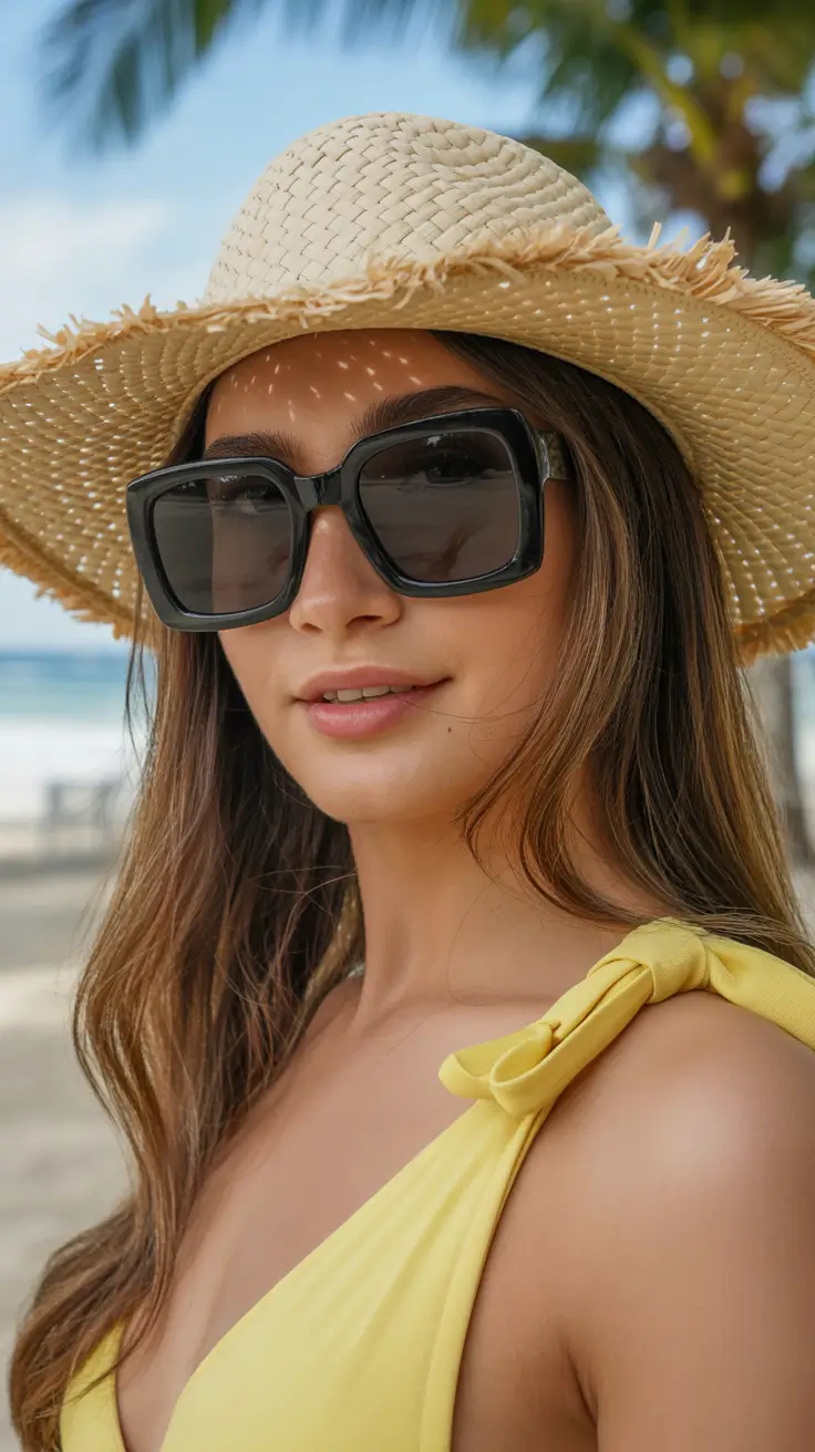 summer oversized sunglasses 2026 Beach Light and Bold Black Frames