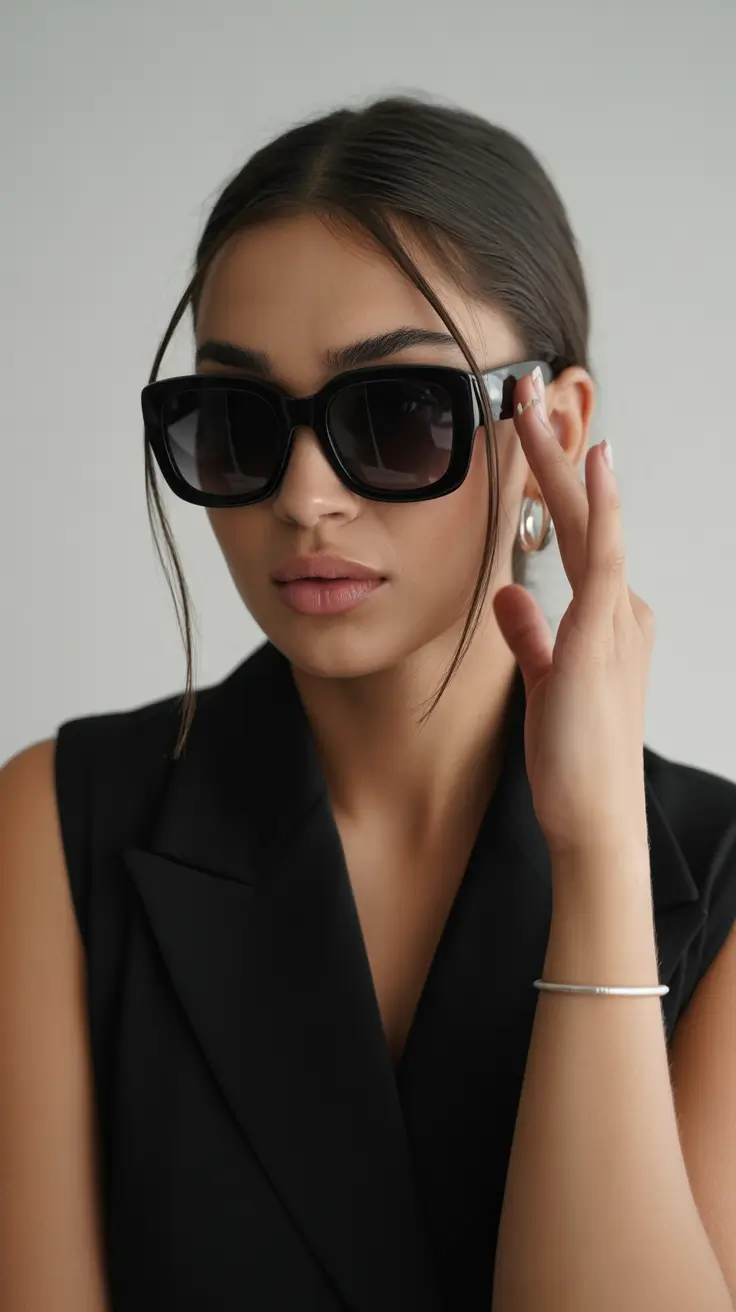 summer oversized sunglasses 2026 Sharp Tailoring Meets Bold Frames