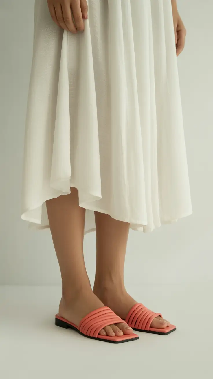 summer slides for women Soft Volume and a Pop of Coral Energy