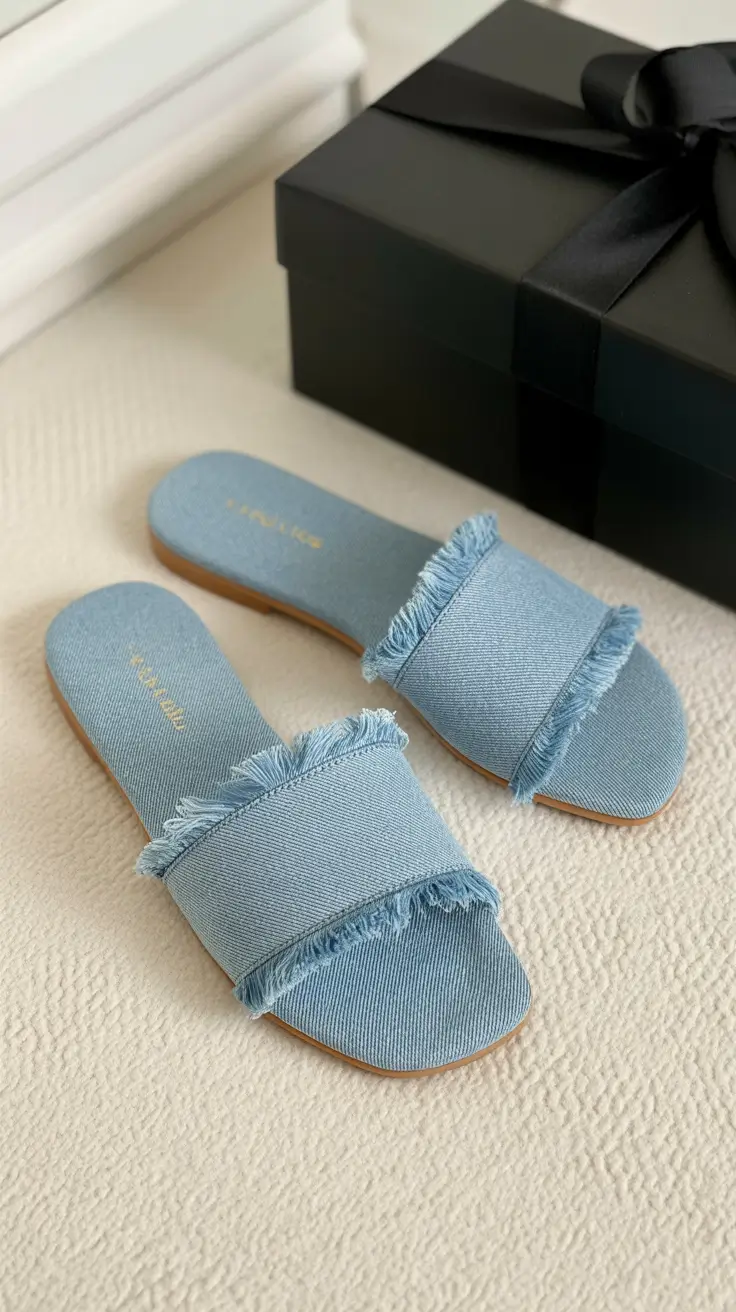 summer slides for women Textured Blues and Off-Duty Softness