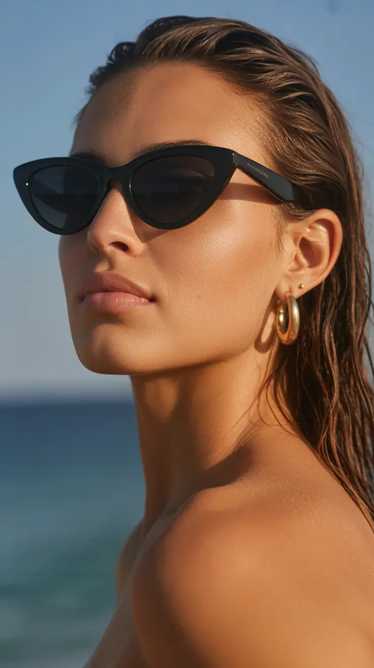 summer sunglasses for women 2026 Classic Black Frames by the Water
