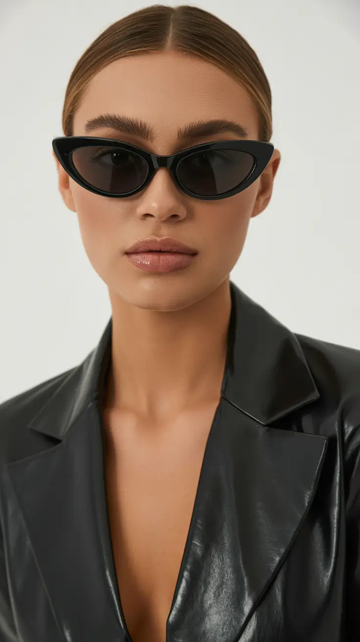 summer sunglasses for women 2026 Sharp Angled Frames with Leather Textures