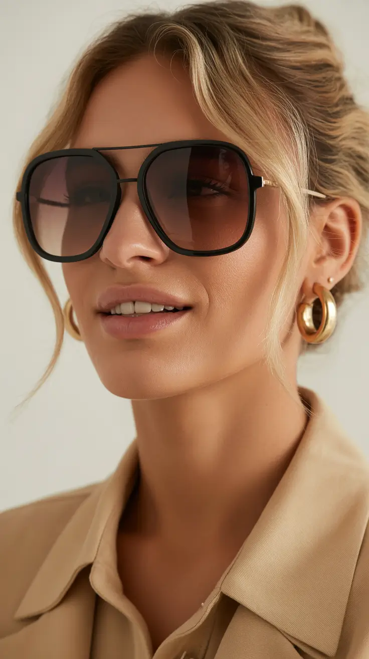 summer sunglasses for women 2026 Oversized Aviators with Soft Neutrals