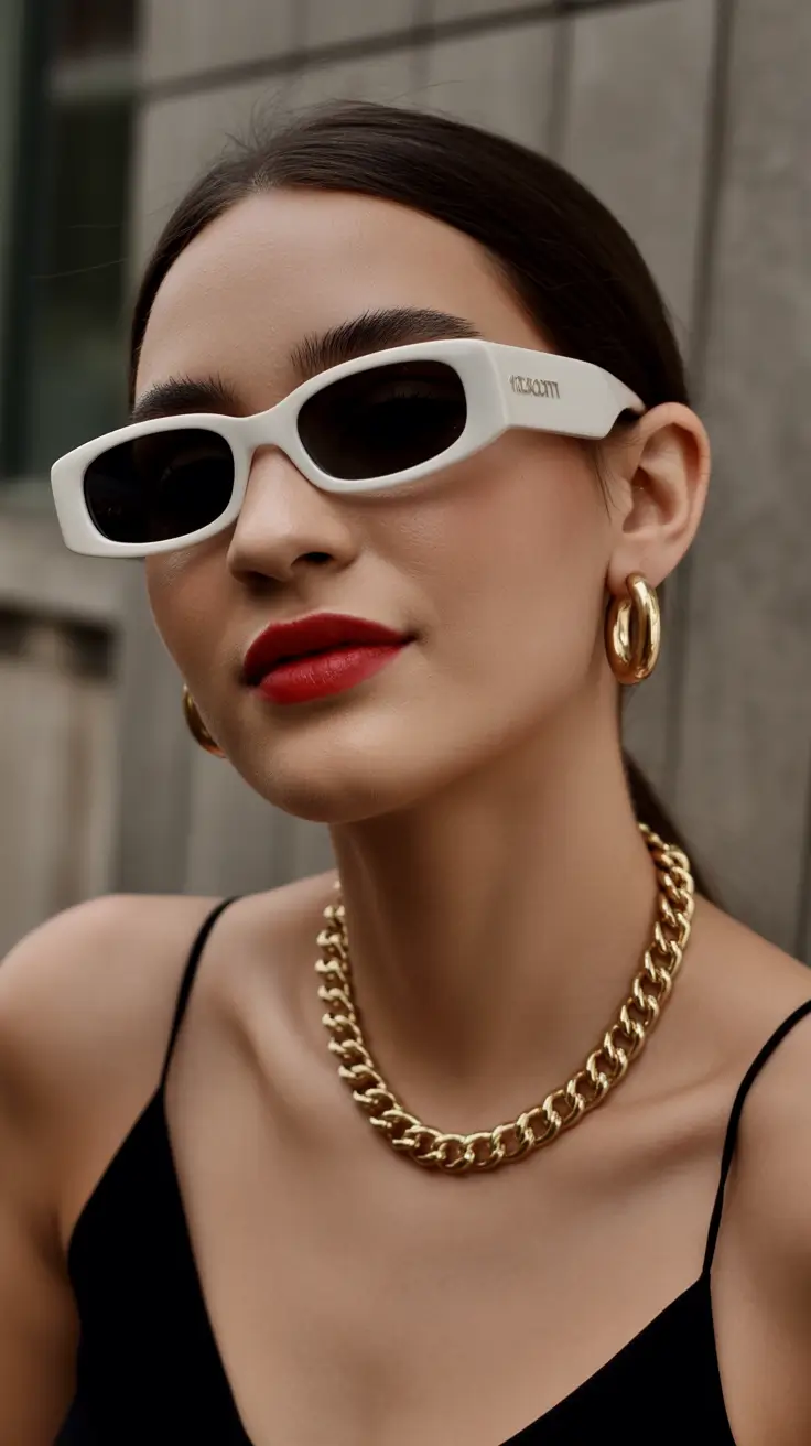 summer sunglasses for women 2026 White Frames and Red Lips Drama