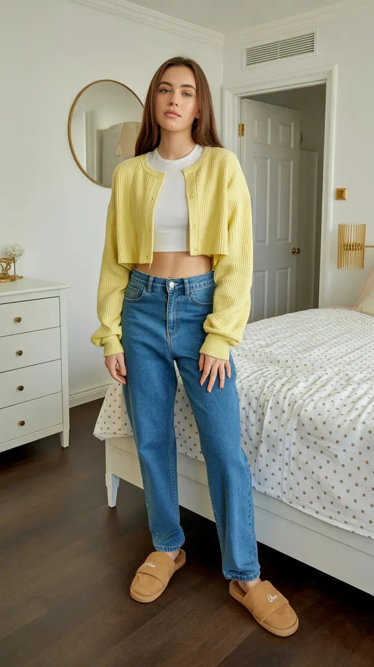 teen girls summer outfits 2026 Cropped Cardigan Layers and Relaxed Denim Mood