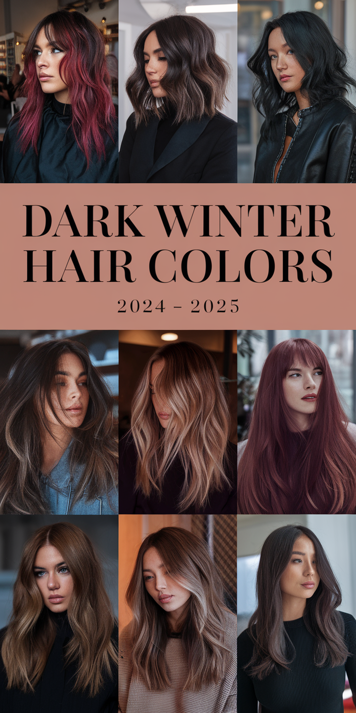 Dark Winter Hair Colors 2024 - 2025: Best Trends and Inspiring 23 Ideas for the Season