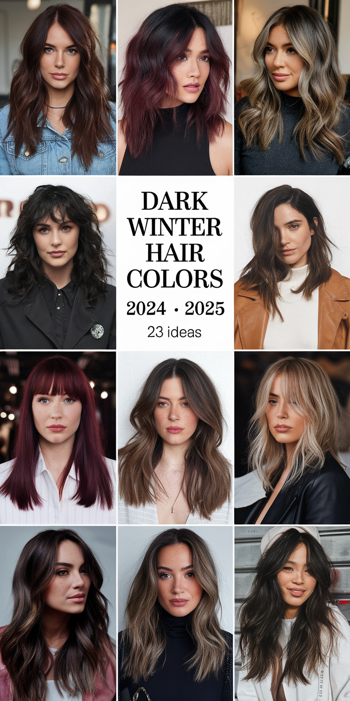 Dark Winter Hair Colors 2024 - 2025: Best Trends and Inspiring 23 Ideas for the Season