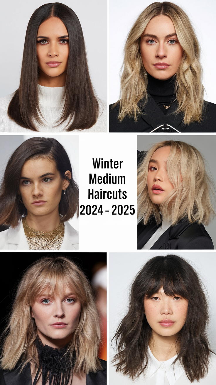 Winter Medium Haircuts 2024 - 2025: Trendy Styles for Every Face Shape and Hair Type