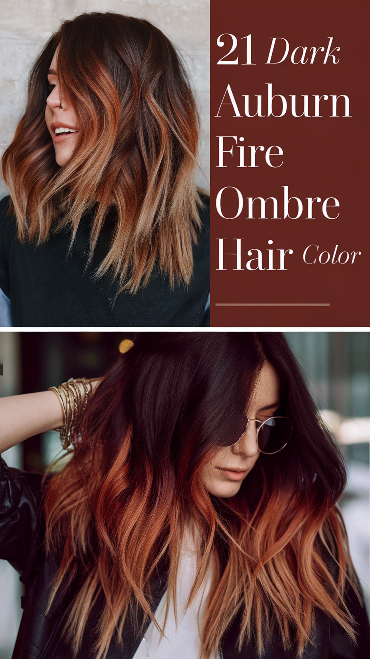 Dark Auburn Fire Ombre Hair Color 2025: Bold 21 Ideas for a New Look