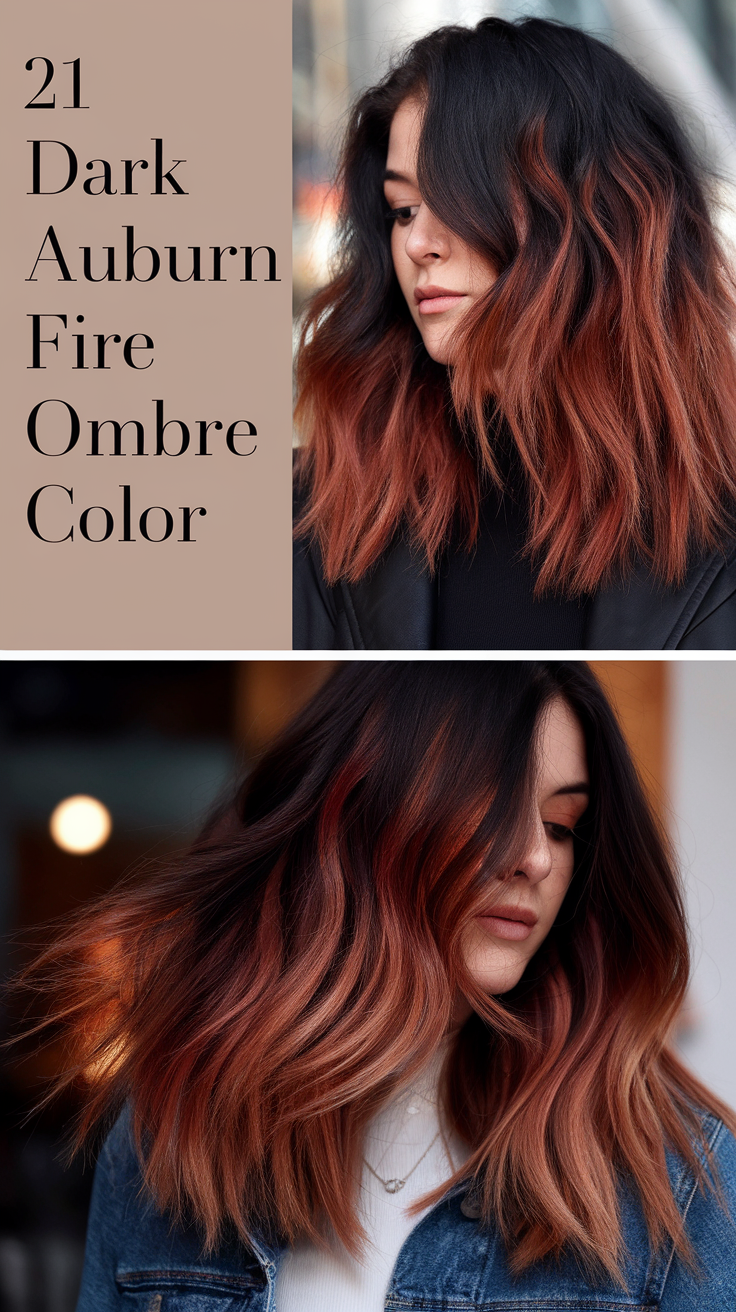 Dark Auburn Fire Ombre Hair Color 2025: Bold 21 Ideas for a New Look