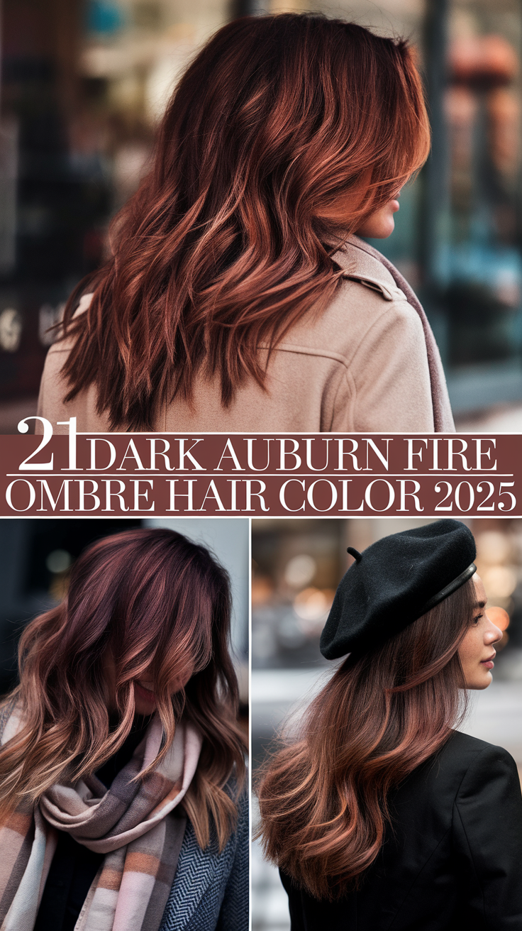 Dark Auburn Fire Ombre Hair Color 2025: Bold 21 Ideas for a New Look