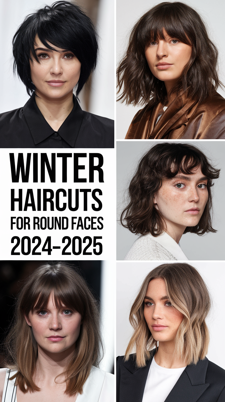 Winter Haircuts for Round Faces 2024-2025