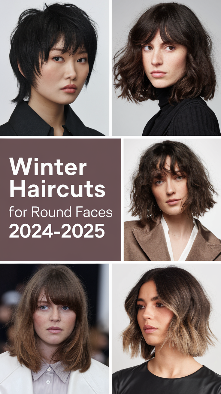 Winter Haircuts for Round Faces 2024-2025