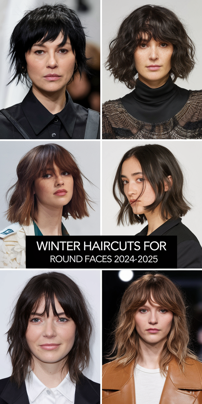 Winter Haircuts for Round Faces 2024-2025