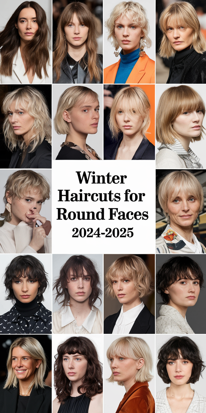 Winter Haircuts for Round Faces 2024-2025