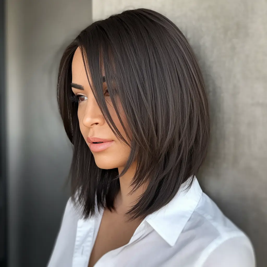 bob haircuts - summer ideas 2025 Layered Espresso Bob