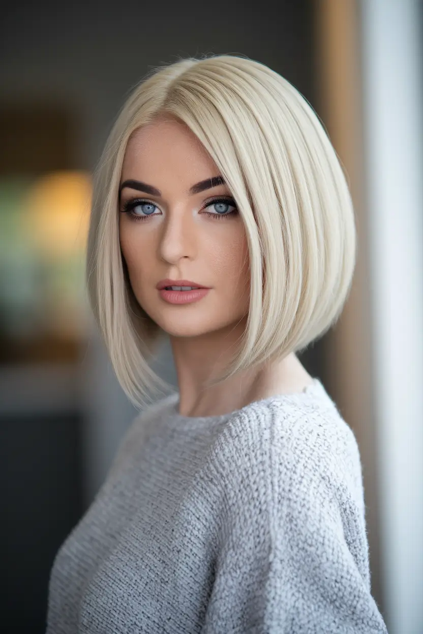 bob haircuts - summer ideas 2025 Polished Platinum Straight Bob