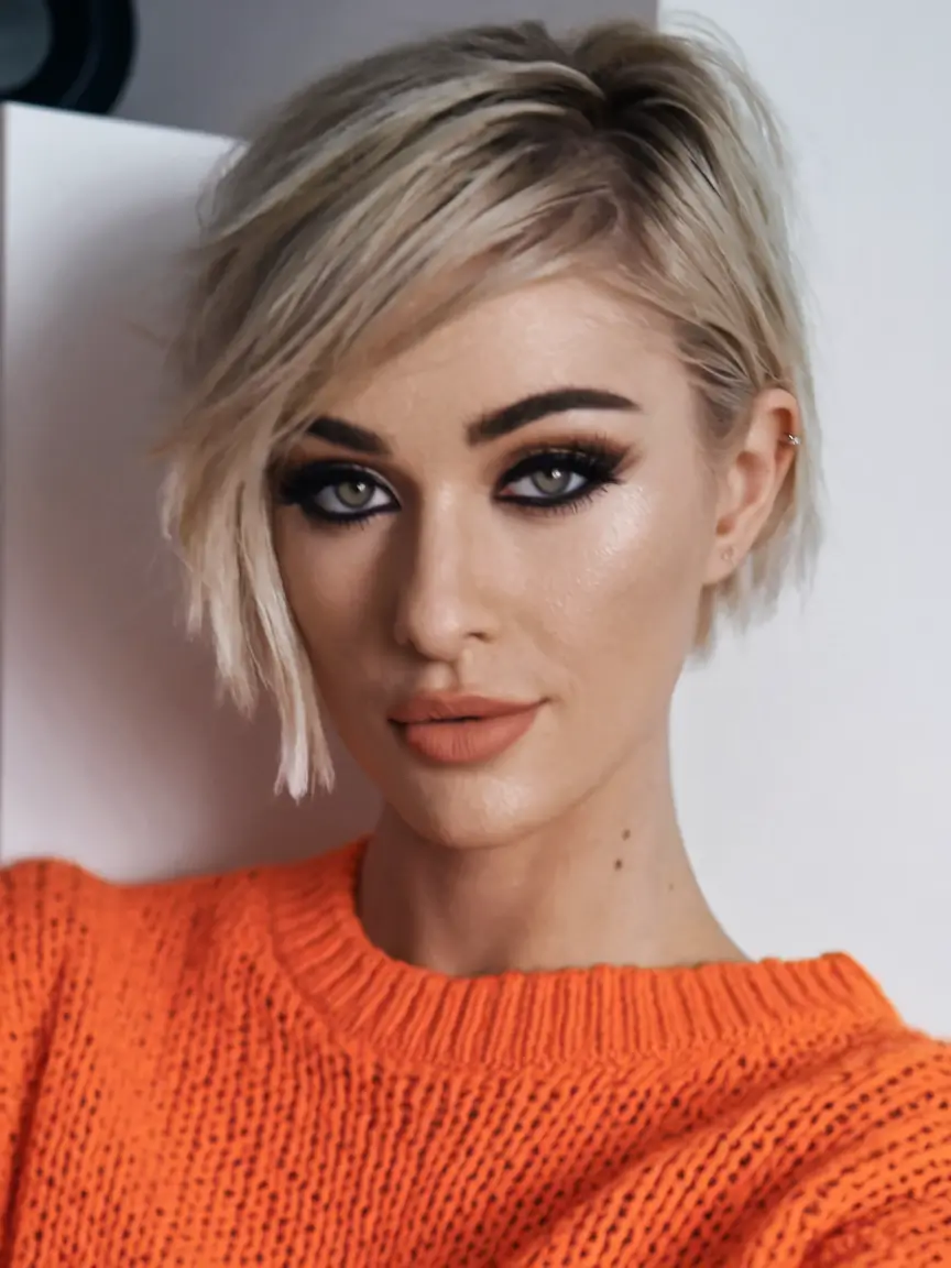 short summer hair color pixie haircuts Sleek Platinum Pixie with Side Sweep Drama
