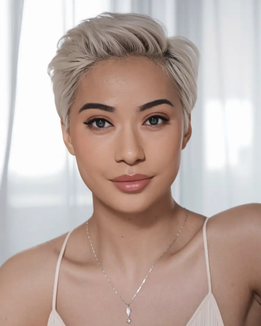 pixie haircuts for summer Creamy Blonde Pompadour Pixie
