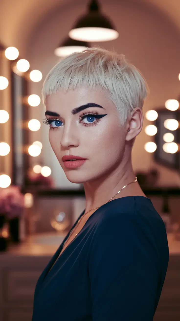 short pixie summer haircuts Blonde Micro-Pixie with Cat-Eye Precision