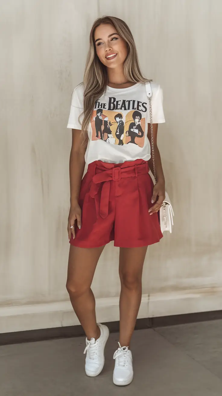 Traveling capsule wardrobe for summer vacation 2025 Retro Cool with a Pop of Red