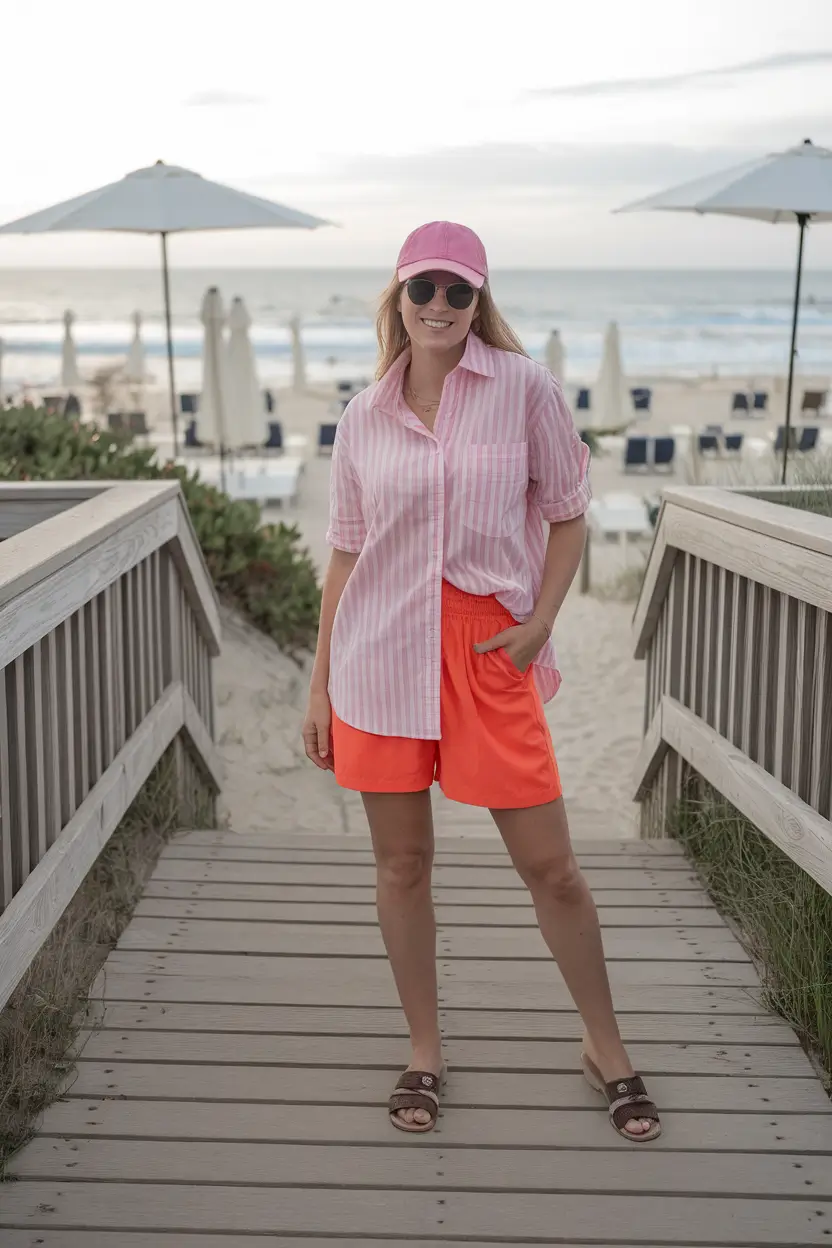 Traveling capsule wardrobe for summer vacation 2025 Pop of Color at Golden Hour