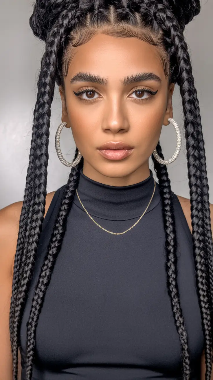 Summer Braids You'll Love - Hairstyle Ideas 2025 Thick Braided Space Buns with Drama Length