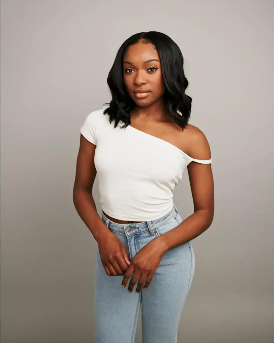 Basic outfits for summer 2025 Off-Shoulder Elegance with a Soft Casual Twist