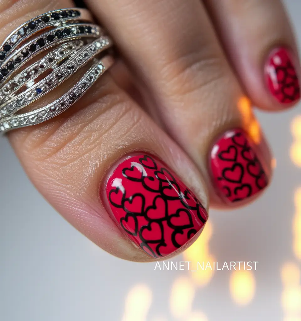 Beach Toe Nails for Summer 2025 Pink Heart Grid Pop