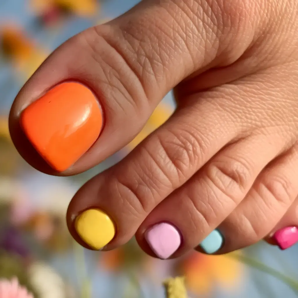 Beach Toe Nails for Summer 2025 Neon Pop Rainbow for Playful Days