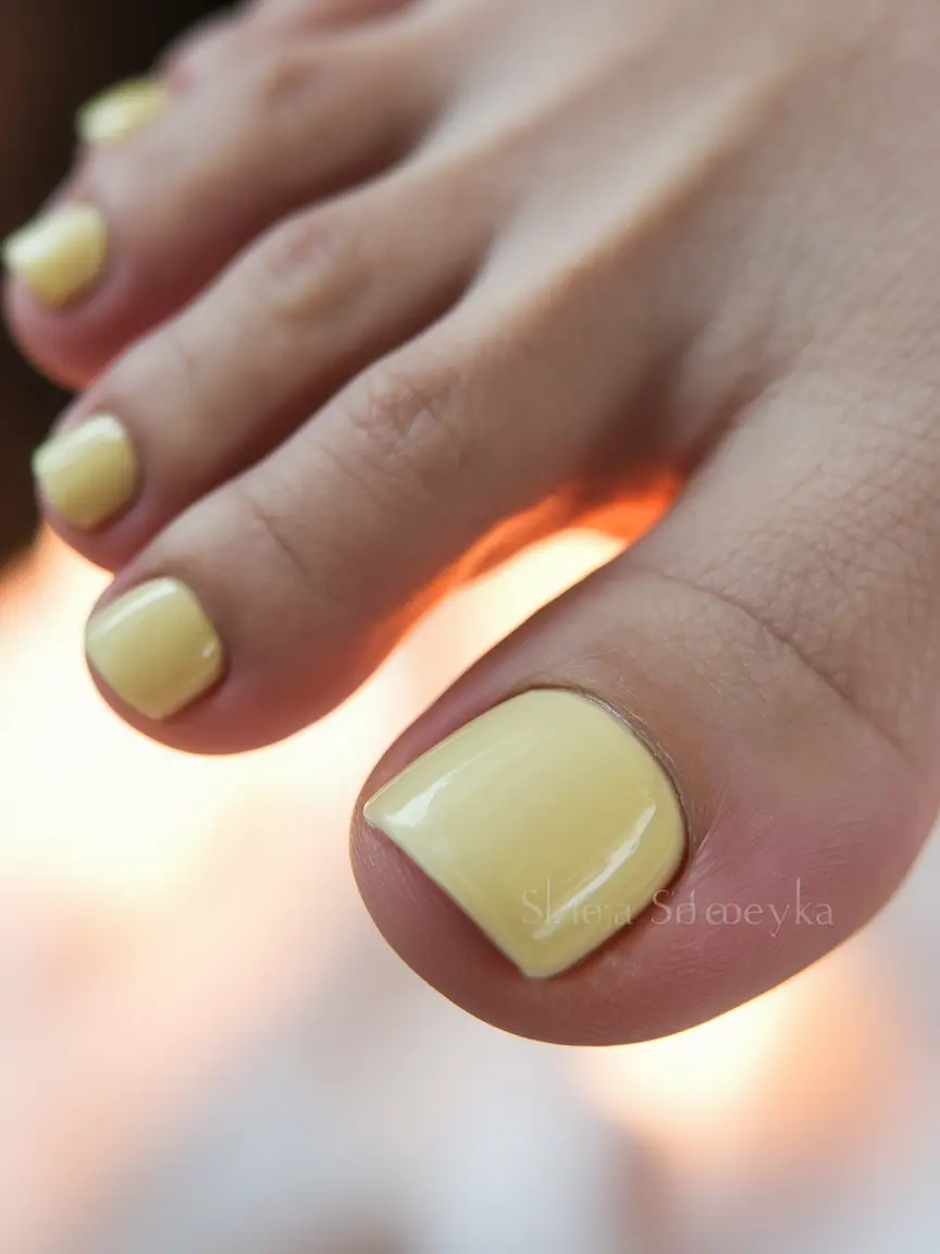Beach Toe Nails for Summer 2025 Lemon Cream Dream