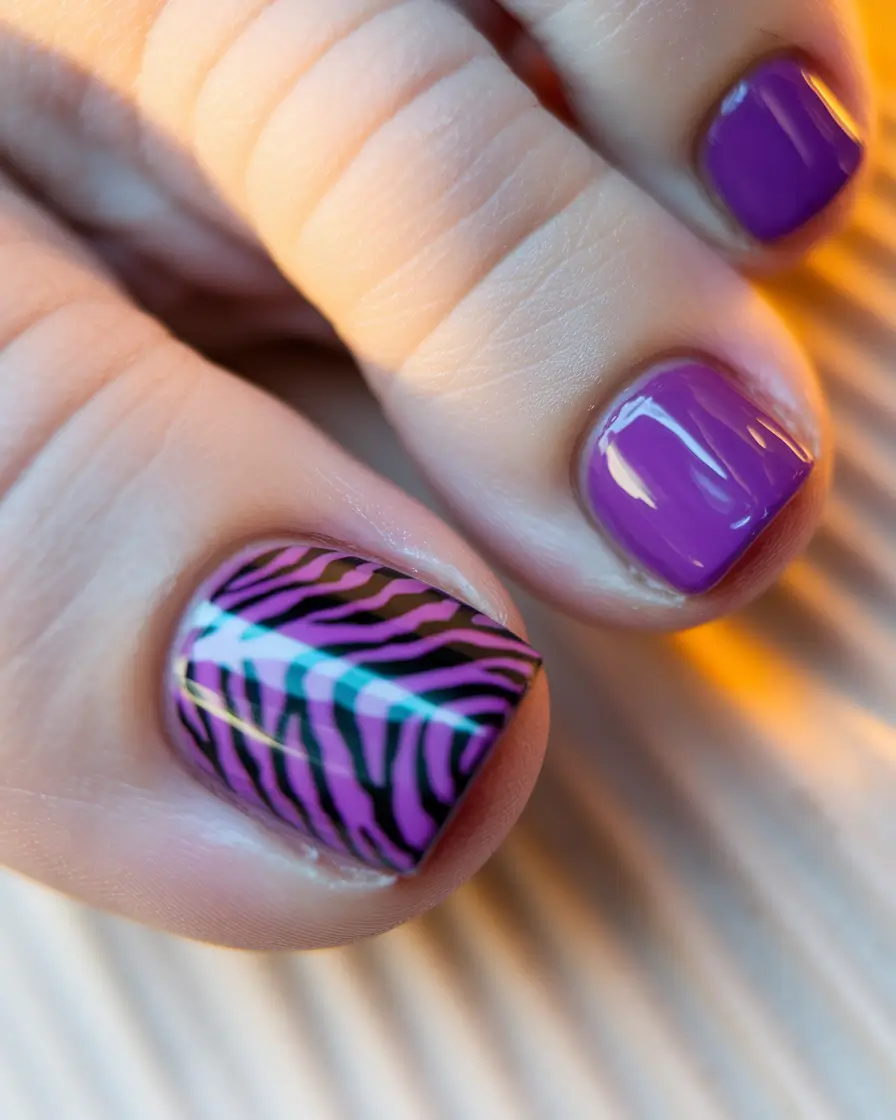 Bold Toe Colors for Summer 2025 Zebra Stripe & Purple Power