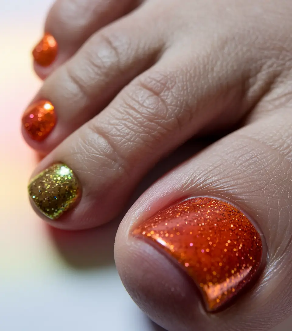 Bold Toe Colors for Summer 2025 Tangerine Fire & Lime Sparkle