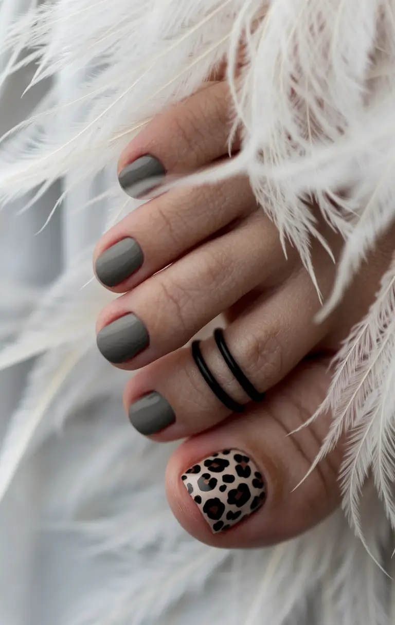 Bold Toe Colors for Summer 2025 Matte Greige & Leopard Luxe