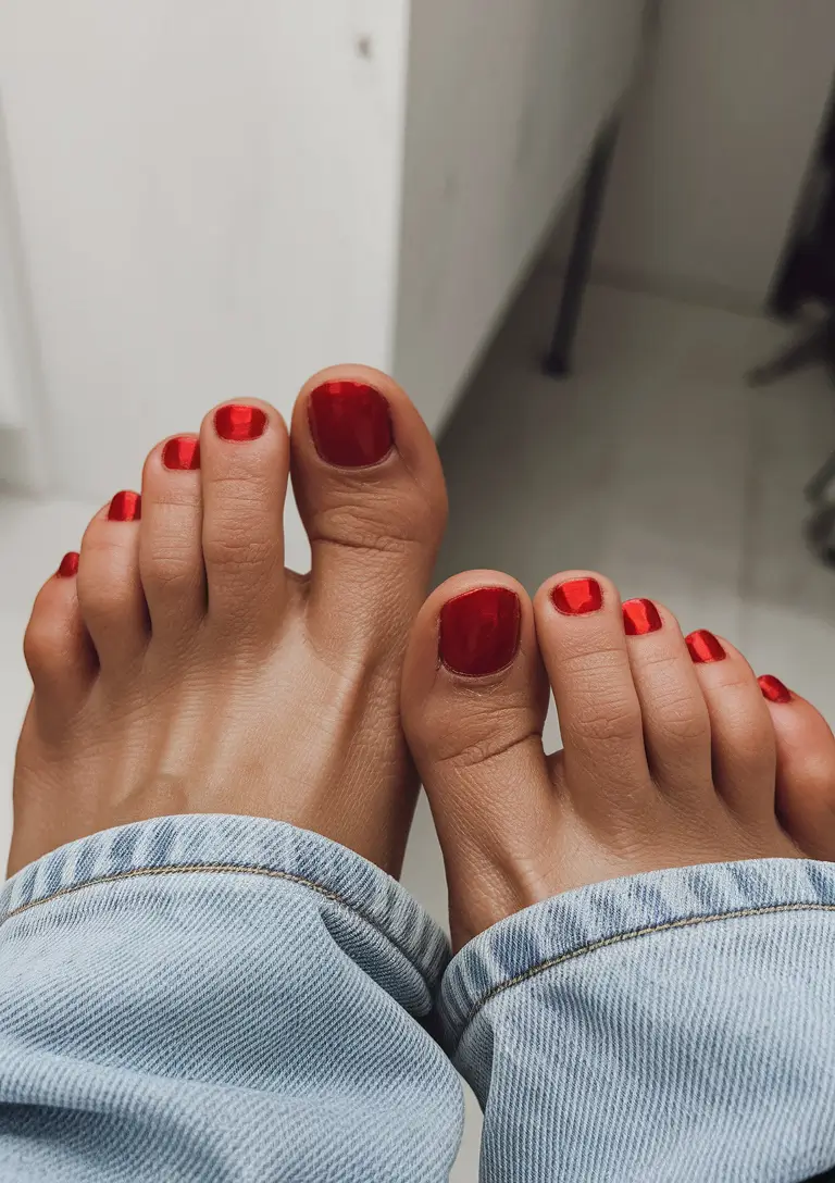 Bold Toe Colors for Summer 2025 Glossy Chili Pepper Red