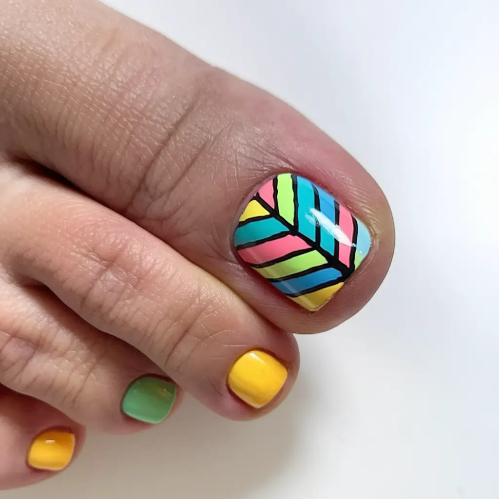 Bold Toe Colors for Summer 2025 Neon Patchwork Play