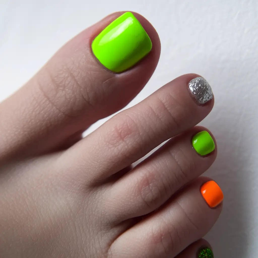Bold Toe Colors for Summer 2025 Neon Lime Citrus Mix