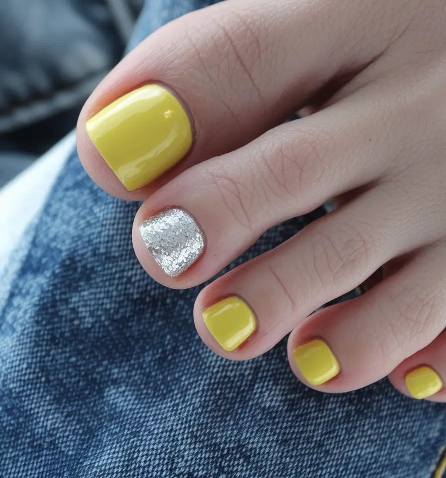 Bold Toe Colors for Summer 2025 Sunbeam Yellow with Sparkle Pop