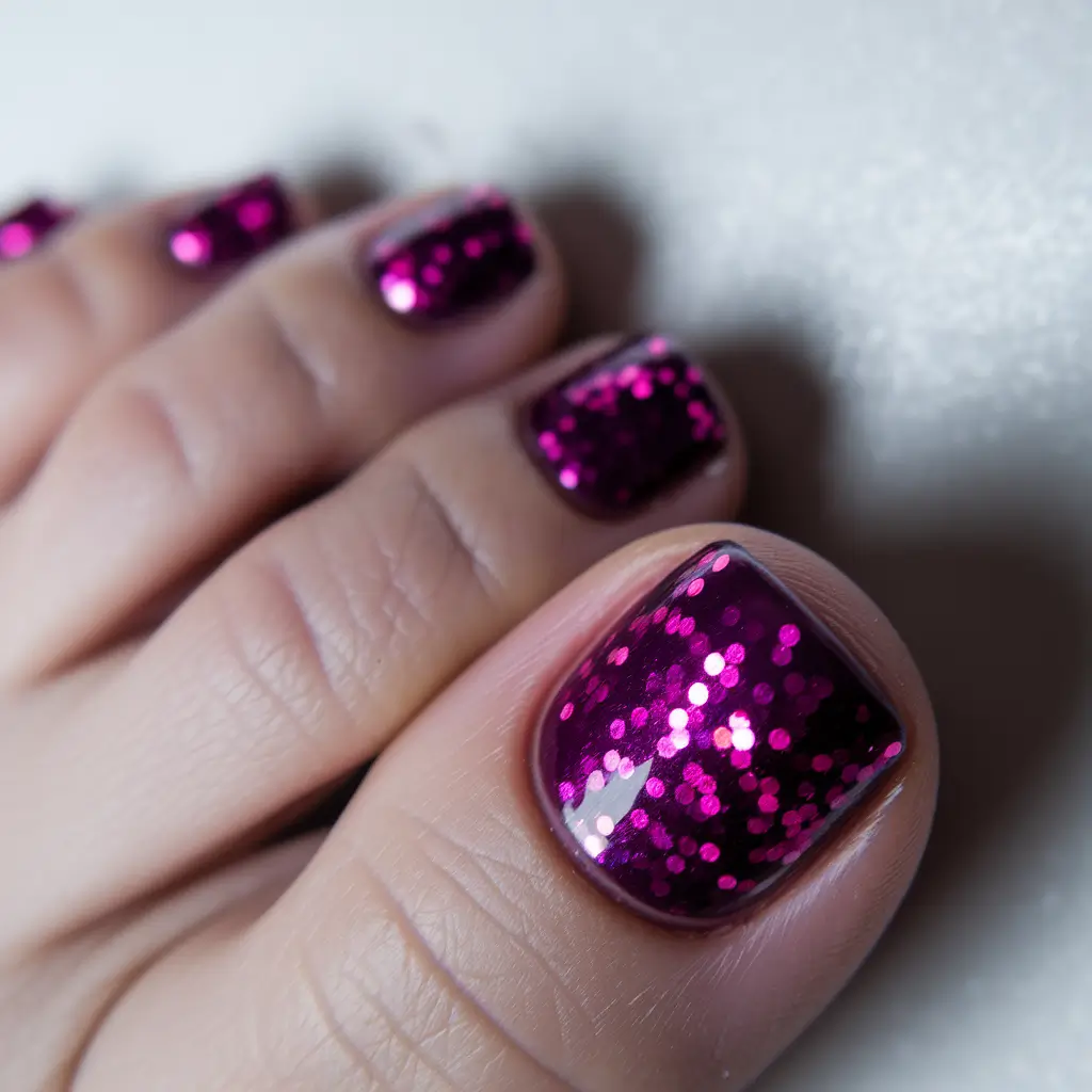 Bold Toe Colors for Summer 2025 Cosmic Raspberry Glitter