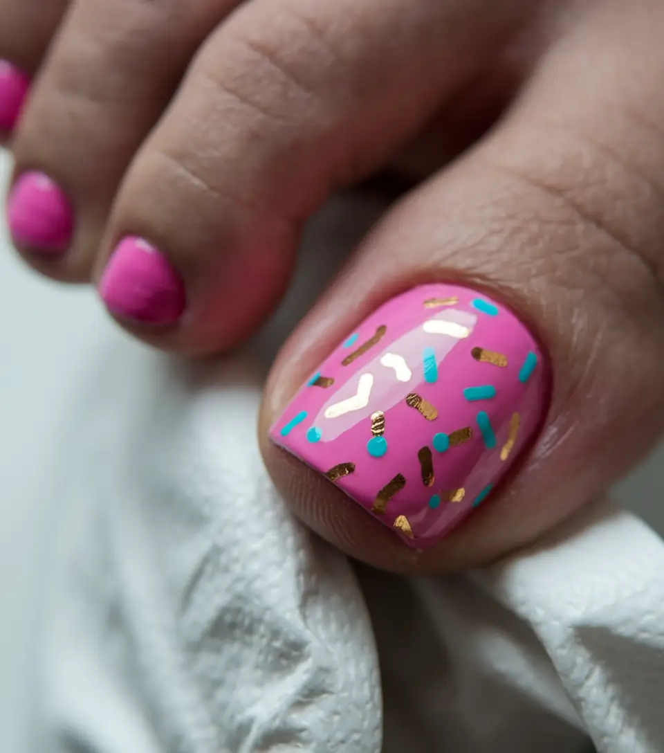 Bold Toe Colors for Summer 2025 Pink Confetti Party