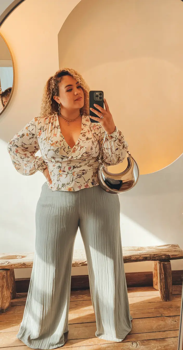 curvy outfits ideas summer 2025 Soft-Focus Florals with a Retro Vibe