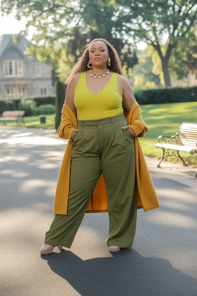 curvy outfits ideas summer 2025 Lemon-Lime Power Dressing with a Twist