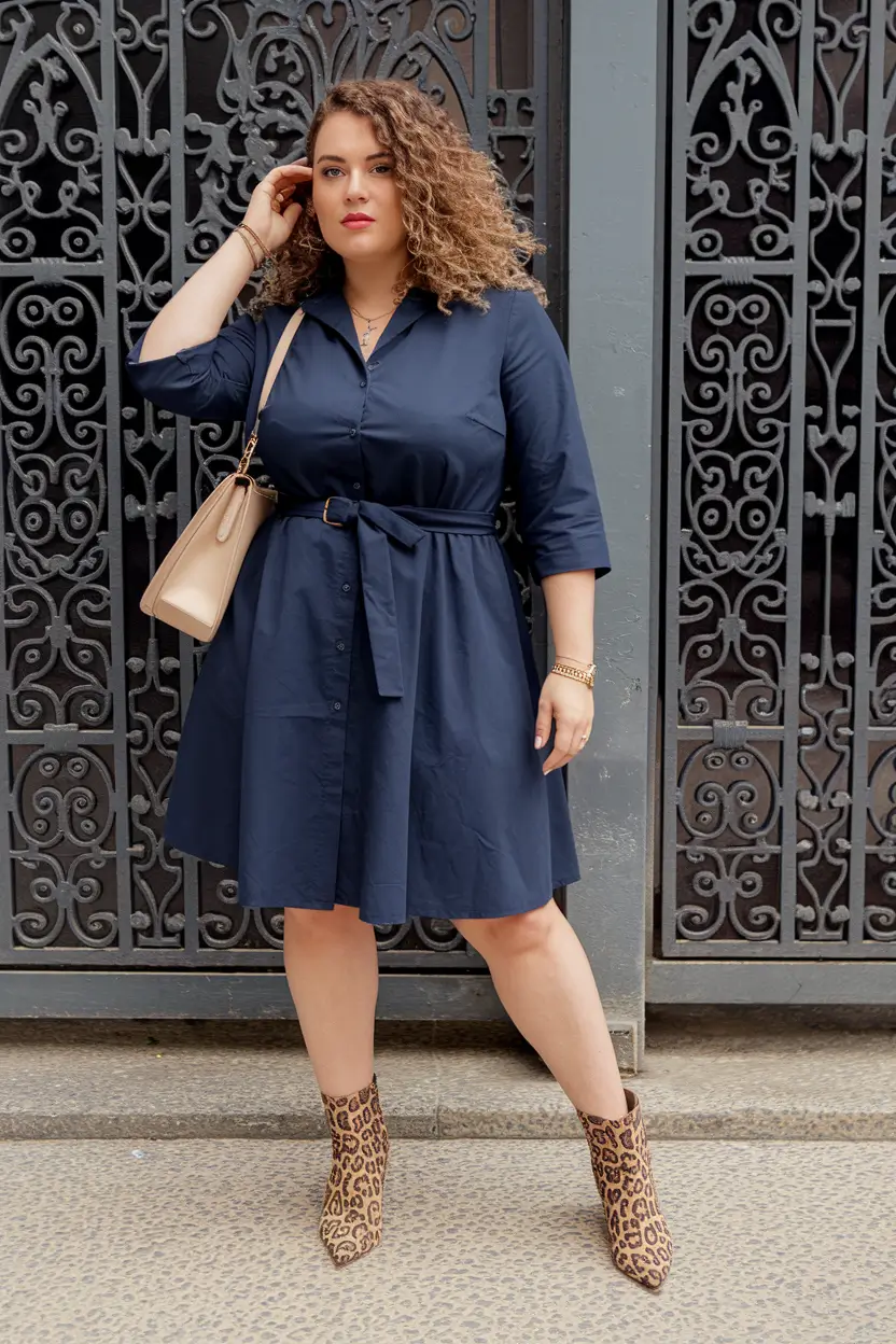 curvy outfits ideas summer 2025 City Cool in Navy with a Wild Twist