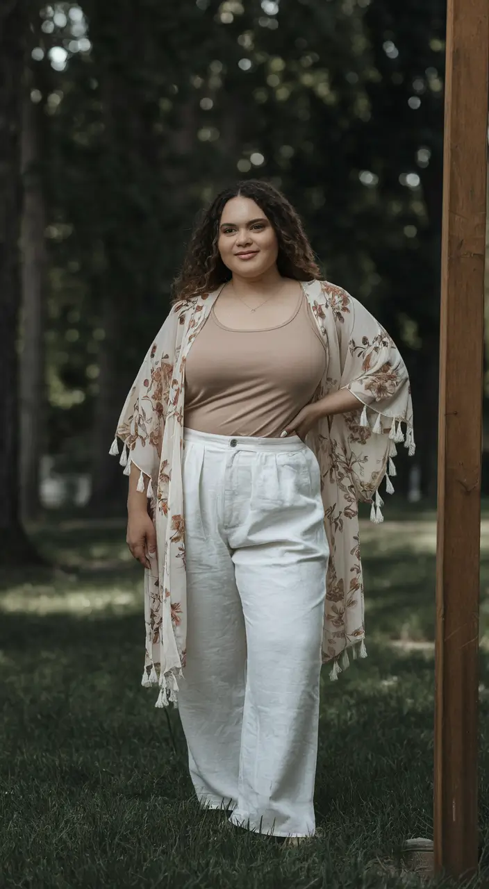 curvy outfits ideas summer 2025 Boho Breeze in Florals and Linen