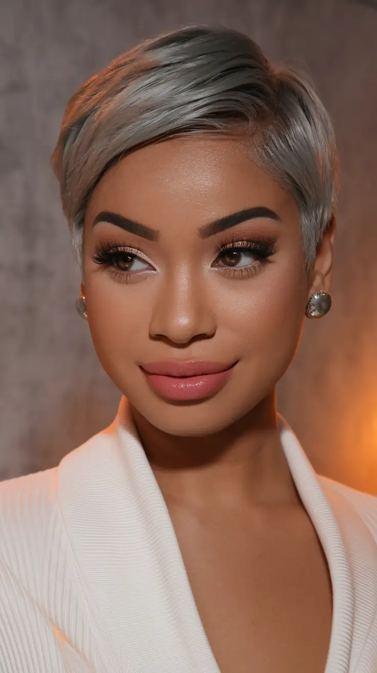 cute natural hairstyles for summer Sleek Silver Crop for Bold Summer Days