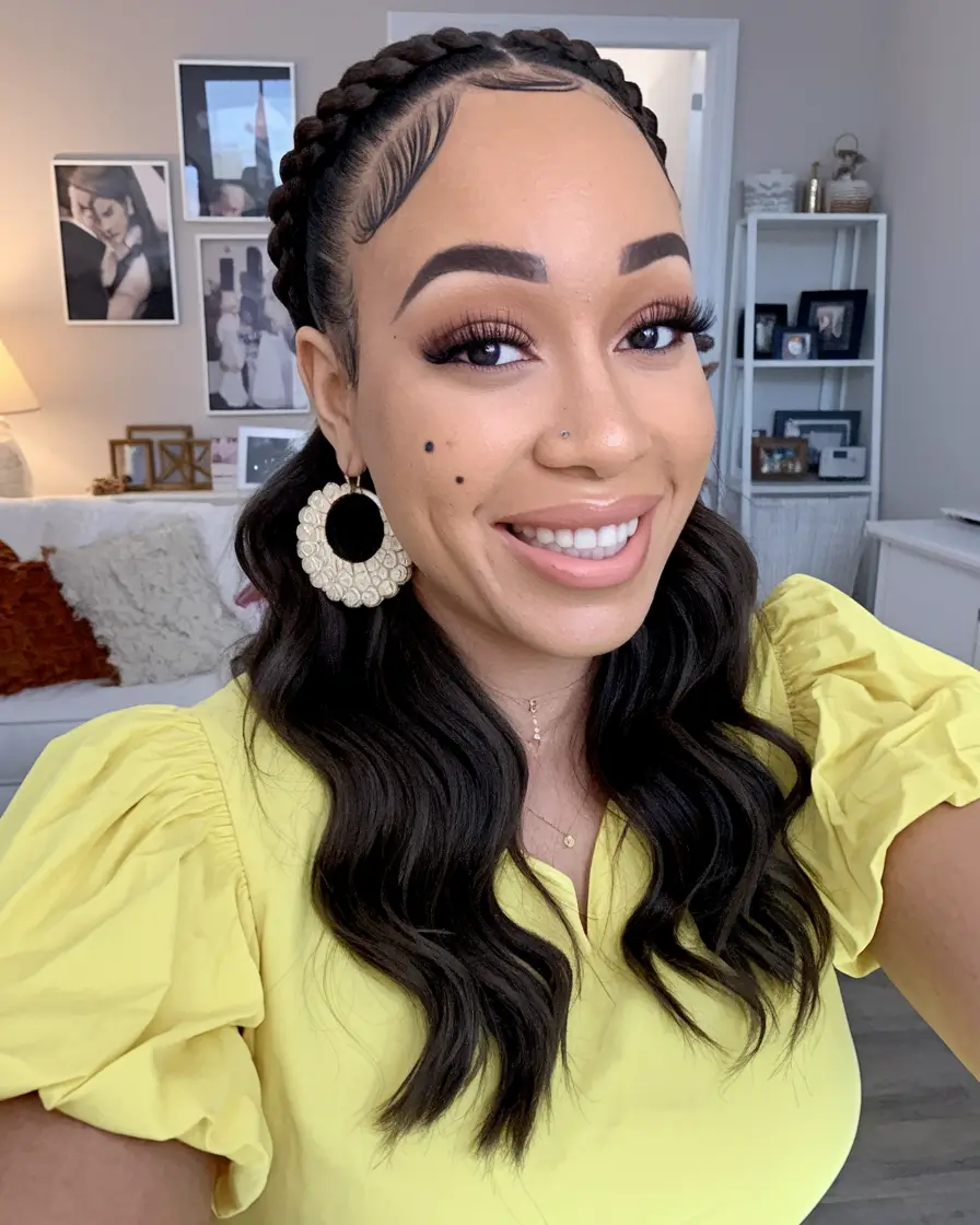 curls protective styles Goddess Braids with Soft Waves