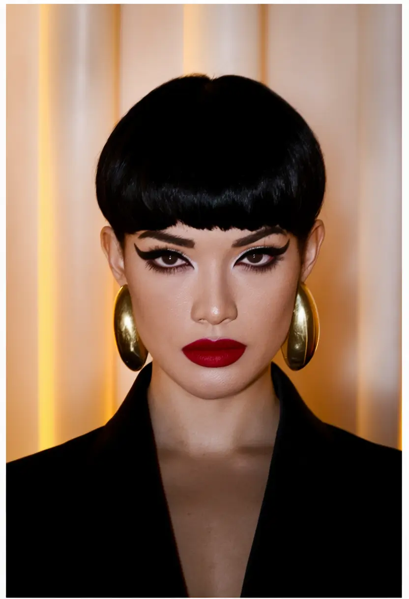 cute short natural hairstyles for black women summer Blunt Micro Fringe with Jet Black Bowl Cut