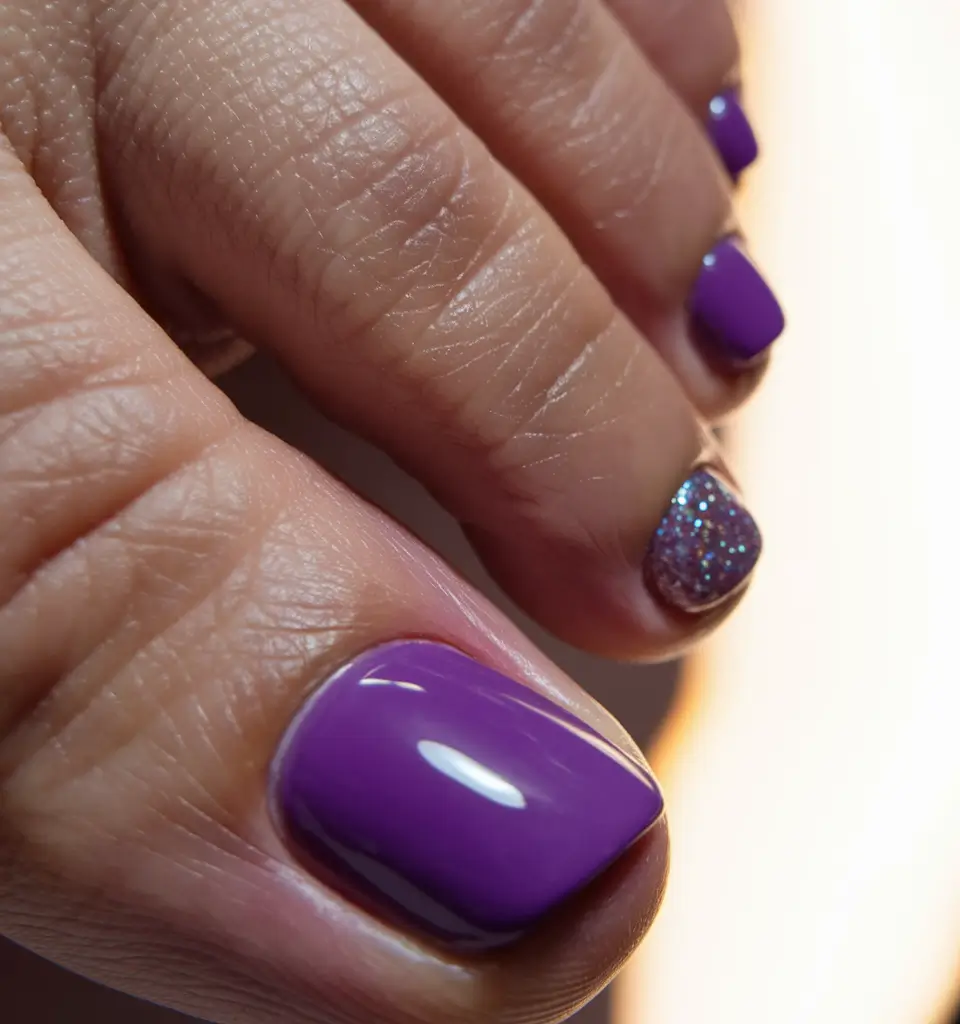 Cute Summer Toe Nails for 2025 Violet Dream with a Hint of Stardust
