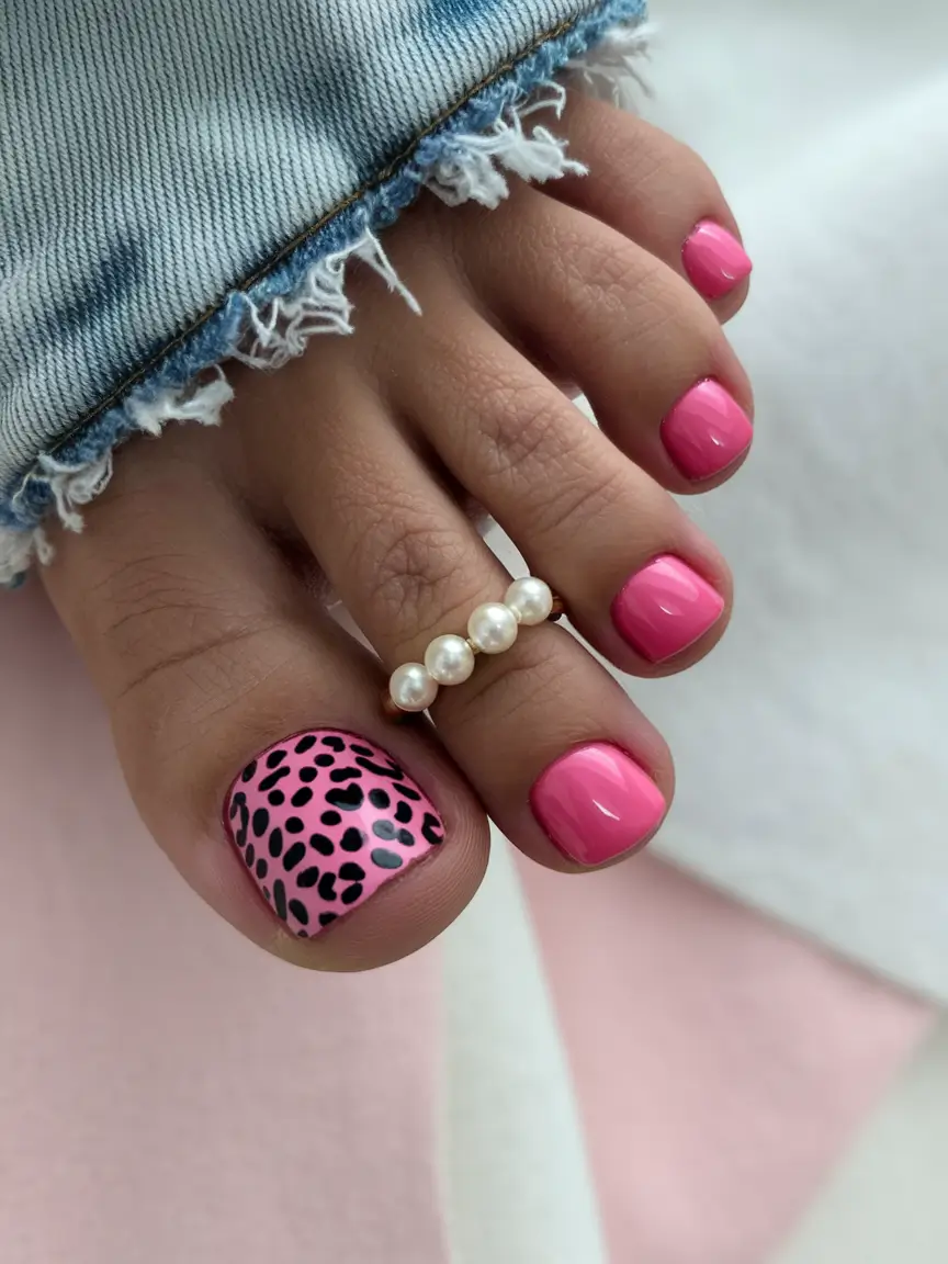 Cute Summer Toe Nails for 2025 Bubblegum & Cheetah Pop
