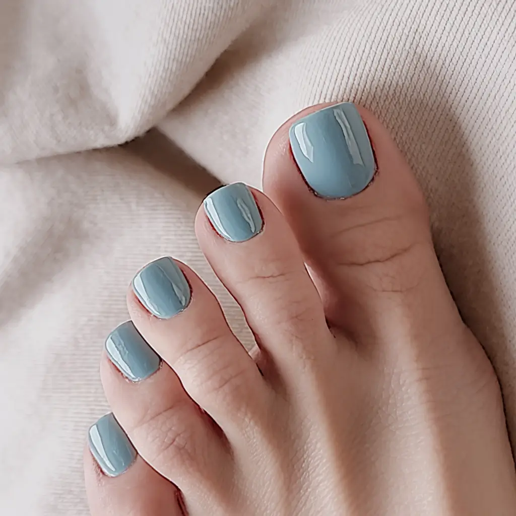 Cute Summer Toe Nails for 2025 Muted Sky Blue Simplicity